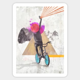 Rainbow child riding a bike Sticker